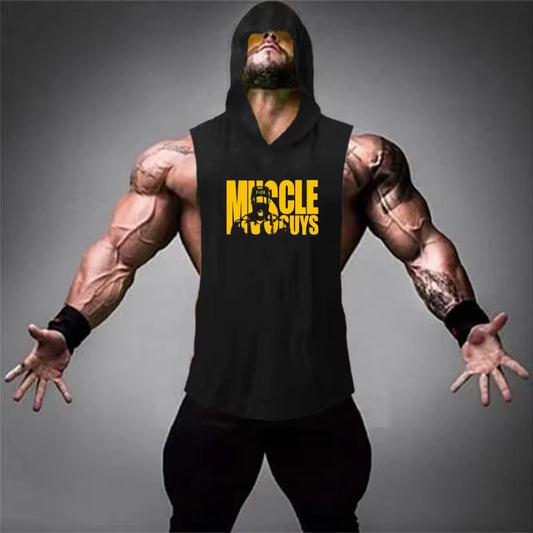New Brand Summer Fitness Stringer Hoodies Muscle Shirt Bodybuilding Clothing Gym Tank Top Mens Sporting Sleeveless Shirts